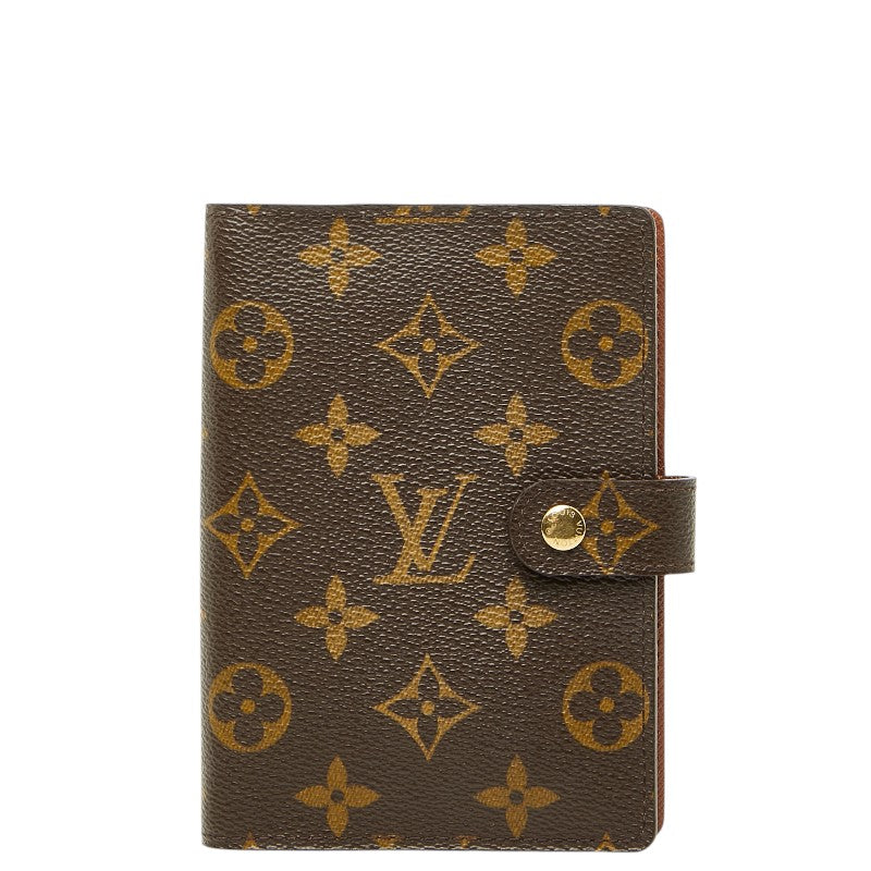 ルイ ヴィトン モノグラム アジェンダPM 手帳カバー R20005 ブラウン PVC レザー レディース LOUIS VUITTON 【中古】
