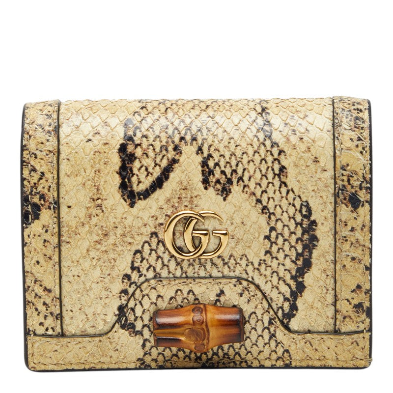 グッチ ダイアナ GGロゴ 二つ折り財布 658244 アイボリー系 パイソン バンブー レディース GUCCI 【中古】