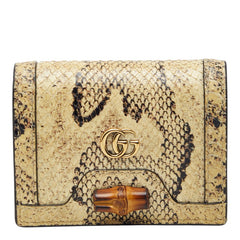 グッチ ダイアナ GGロゴ 二つ折り財布 658244 アイボリー系 パイソン バンブー レディース GUCCI 【中古】