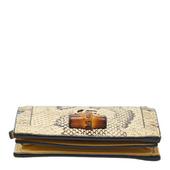 グッチ ダイアナ GGロゴ 二つ折り財布 658244 アイボリー系 パイソン バンブー レディース GUCCI 【中古】