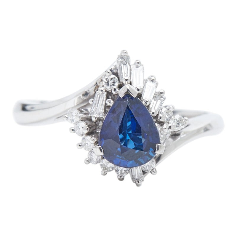 Pt900 プラチナ サファイア1.07ct ダイヤ0.34ct リング 指輪 レディース 17号 【中古】