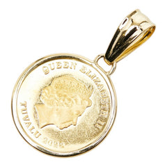 K24IG インゴット K18YG イエローゴールド ツバルホース 2022年 1/10oz エリザベス2世 15ドル金貨 ペンダントトップ ネックレス レディース 【中古】