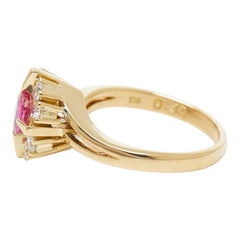 K18YG イエローゴールド ルビー0.31ct ダイヤ0.40ct フラワーモチーフ リング 指輪 レディース 7.5号 【中古】