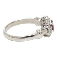 Pt900 プラチナ ルビー0.50ct ダイヤ0.32ct フラワーモチーフ リング 指輪 レディース 12号 【中古】