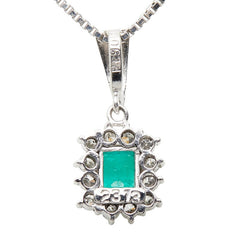 Pt900 プラチナ Pt850 プラチナ エメラルド0.23ct ダイヤ0.13ct フラワーモチーフ ペンダント ネックレス レディース 【中古】