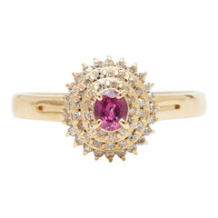 K18YG イエローゴールド ルビー0.25ct ダイヤ0.30ct リング 指輪 レディース 14.5号 【中古】