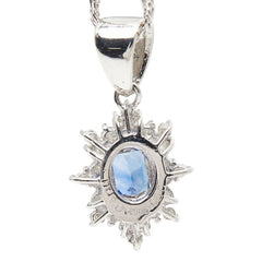 Pt900 プラチナ Pt850 プラチナ サファイア0.60ct ダイヤ0.30ct 雪の結晶モチーフ ペンダント ネックレス レディース 【中古】