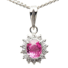 Pt900 プラチナ Pt850 プラチナ ルビー0.46ct ダイヤ0.13ct フラワーモチーフ ペンダント ネックレス レディース 【中古】