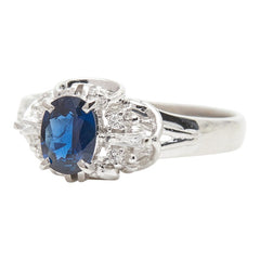 Pt900 プラチナ サファイア0.57ct ダイヤ0.05ct リング 指輪 レディース 9.5号 【中古】