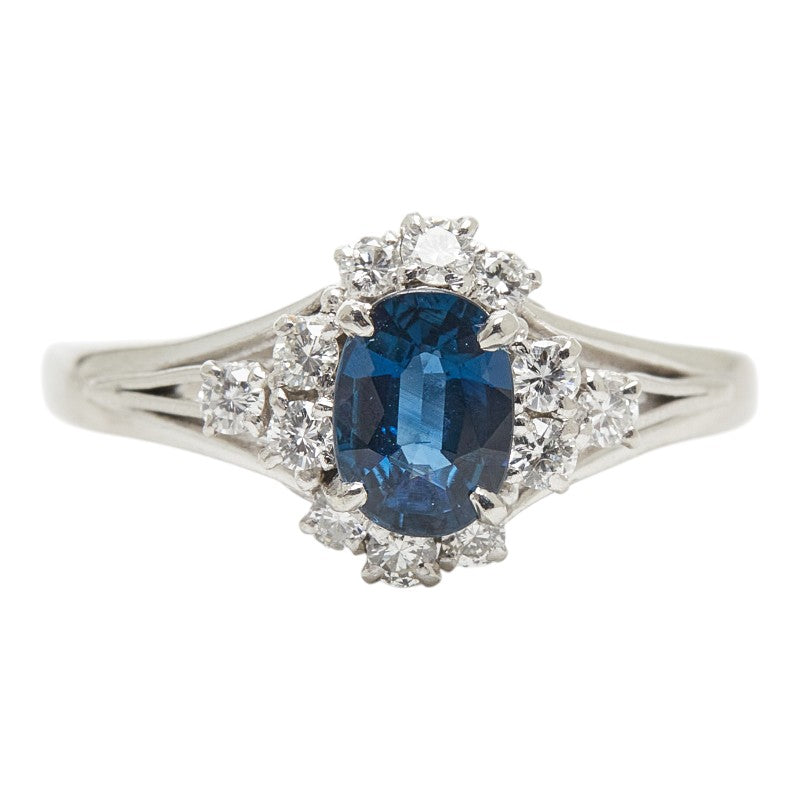 Pt900 プラチナ サファイア0.81ct ダイヤ0.33ct リング 指輪 レディース 16号 【中古】