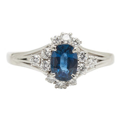 Pt900 プラチナ サファイア0.81ct ダイヤ0.33ct リング 指輪 レディース 16号 【中古】