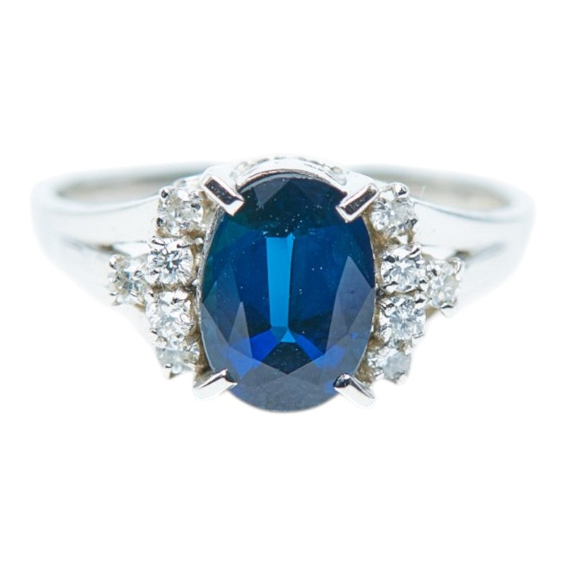 Pt900 プラチナ サファイア1.55ct ダイヤ0.14ct リング 指輪 レディース 9.5号 【中古】
