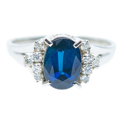Pt900 プラチナ サファイア1.55ct ダイヤ0.14ct リング 指輪 レディース 9.5号 【中古】
