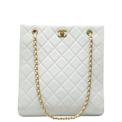 シャネル ココマーク マトラッセ チェーン トートバッグ ショルダーバッグ ホワイト キャビアスキン レディース CHANEL 【中古】