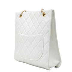 シャネル ココマーク マトラッセ チェーン トートバッグ ショルダーバッグ ホワイト キャビアスキン レディース CHANEL 【中古】