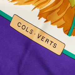 エルメス COLS VERTS マガモ 鴨 鳥 スカーフ パープル 紫 ベージュ シルク レディース HERMES 【中古】