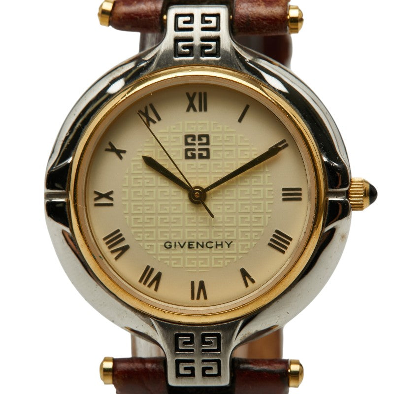 ジバンシー 腕時計 クオーツ ベージュ文字盤 ステンレススチール レザー レディース Givenchy 【中古】