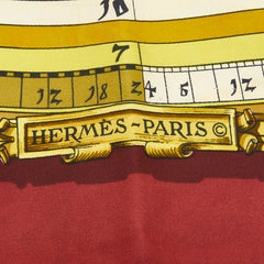 エルメス カレ90 DIES ET HORE 占星術 スカーフ 大判 ワインレッド ゴールド シルク レディース HERMES 【中古】