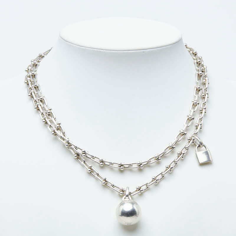 ティファニー ハードウェア スモール ラップ ネックレス ロング 2連 SV925 シルバー レディース TIFFANY&Co. 【中古】