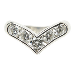 Pt900 プラチナ ダイヤ1.00ct V字リング リング 指輪 レディース 12号 【中古】