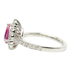 Pt900 プラチナ ピンクサファイア1.208ct ダイヤ0.70ct ペアーシェイプ しずく型 リング 指輪 レディース 9号 【中古】