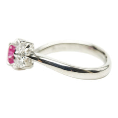 Pt900 プラチナ ルビー0.64ct ダイヤ0.24ct ハートモチーフ フラワー リング 指輪 レディース 11.5号 【中古】