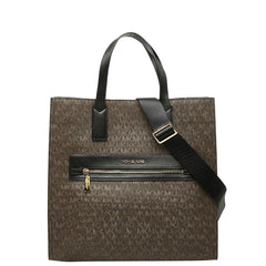 マイケルコース MKシグネチャー KENLY LG NS TOTE トートバッグ ショルダーバッグ ハンドバッグ 2WAY ブラウン ブラック PVC レザー レディース Michael Kors 【中古】