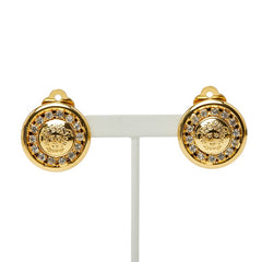 ヴェルサーチェ メデューサ ラインストーン イヤリング ゴールド メッキ レディース VERSACE 【中古】