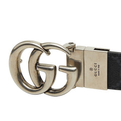 グッチ GGスプリーム インターロッキングG ベルト サイズ 75 30 643847 ブラック シルバー金具 PVC メンズ GUCCI 【中古】