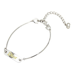 ディオール ロゴプレート チェーン ブレスレット シルバー メタル レディース Dior 【中古】