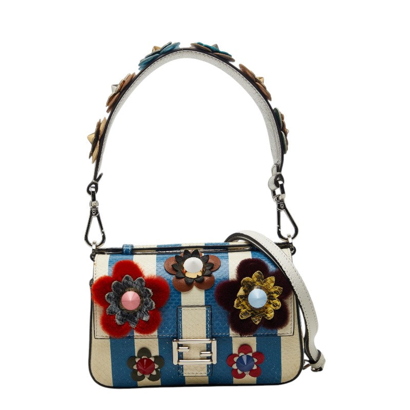 フェンディ フラワーランド ダブルマイクロバゲット ハンドバッグ チェーン ショルダーバッグ 2WAY 8M0371 マルチカラー パイソン レザー レディース FENDI 【中古】