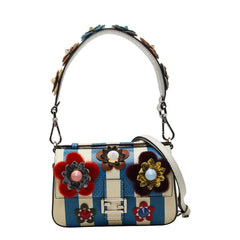 フェンディ フラワーランド ダブルマイクロバゲット ハンドバッグ チェーン ショルダーバッグ 2WAY 8M0371 マルチカラー パイソン レザー レディース FENDI 【中古】