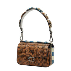 フェンディ フラワーランド ダブルマイクロバゲット ハンドバッグ チェーン ショルダーバッグ 2WAY 8M0371 マルチカラー パイソン レザー レディース FENDI 【中古】