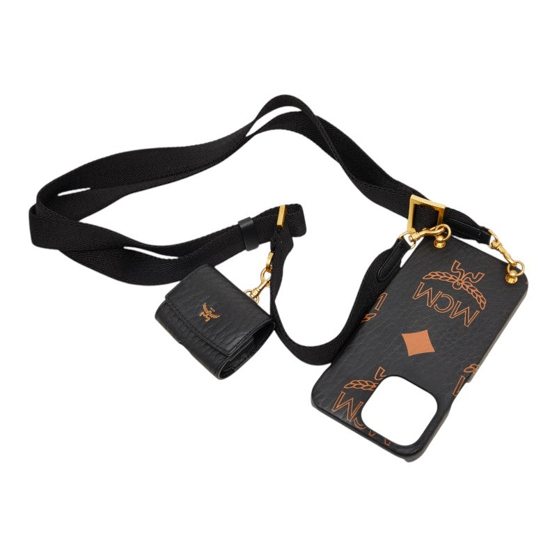 エム シー エム スマホケース 携帯ケース ブラック レザー プラスチック メンズ MCM 【中古】