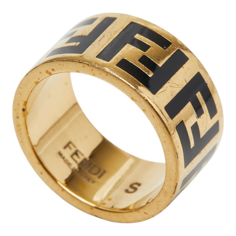 フェンディ フォーエバー リング 指輪 #S ゴールド ブラック メッキ レディース FENDI 【中古】