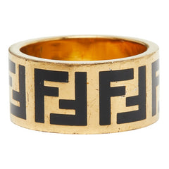 フェンディ フォーエバー リング 指輪 #S ゴールド ブラック メッキ レディース FENDI 【中古】