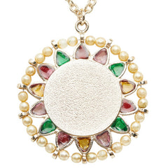 シャネル ココマーク チェーン ペンダントネックレス マルチカラー ゴールド メッキ ラインストーン フェイクパール レディース CHANEL 【中古】