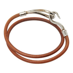 エルメス ジャンボ チョーカー ブレスレット ブラウン レザー レディース HERMES 【中古】