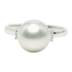 Pt900 プラチナ アコヤパール9.4mm ダイヤ0.05ct リング 指輪 レディース 10.5号 【中古】