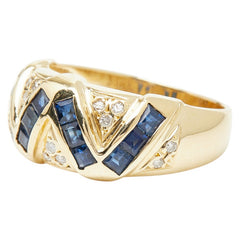 K18YG イエローゴールド サファイア1.08ct ダイヤ0.09ct リング 指輪 レディース 13号 【中古】