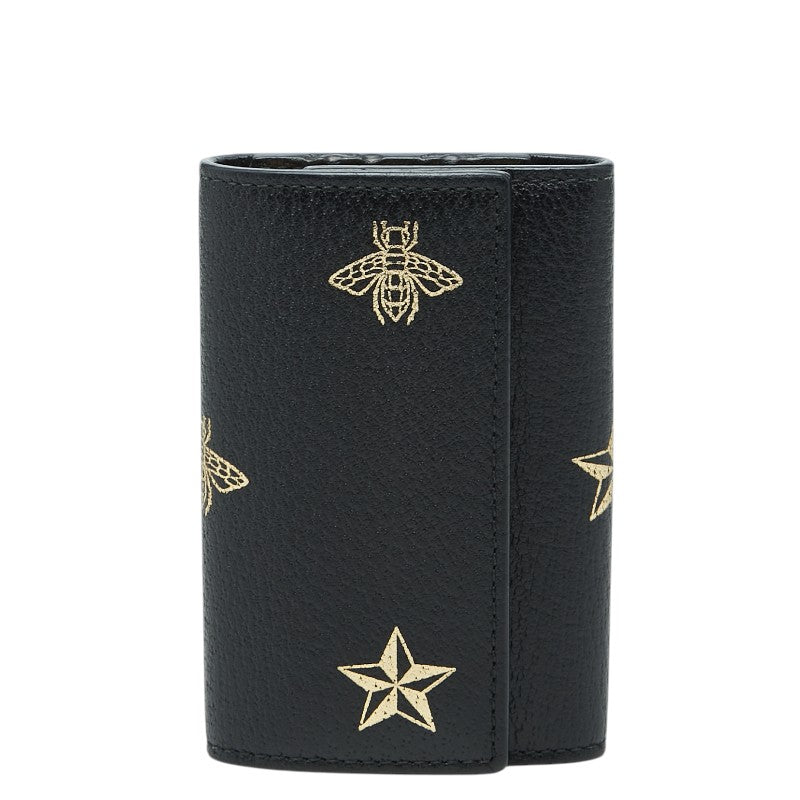 グッチ アニマリエ ビー＆スター キーケース ブラック レザー レディース GUCCI 【中古】