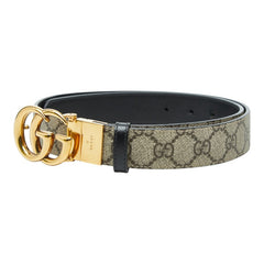 グッチ GGスプリーム GGエンブレム リバーシブル ベルト 85・34 659417 ベージュ PVC レザー メンズ GUCCI 【中古】