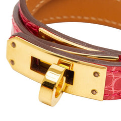 エルメス ケリー ドゥブルトゥール T1 ブレスレット レッド アリゲーター レディース HERMES 【中古】