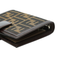 フェンディ ズッカ アジェンダPM システム手帳 ブラウン キャンバス レザー レディース FENDI 【中古】