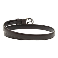 グッチ インターロッキングG ロゴバックル ベルト サイズ70 28 ダークブラウン レザー レディース GUCCI 【中古】