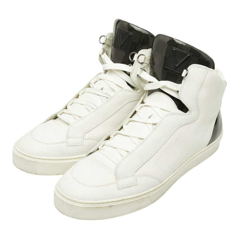 ルイ ヴィトン ダミエ - ミドルカット スニーカー サイズ9 1/2 ホワイト ブラック レザー メンズ LOUIS VUITTON 【中古】