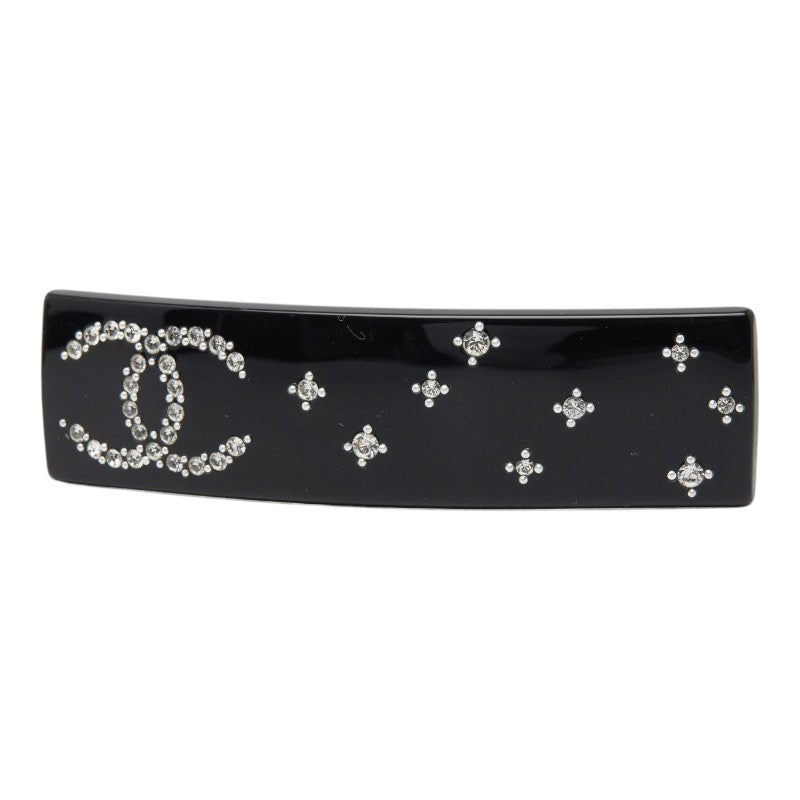 シャネル バレッタ ブラック プラスチック ラインストーン レディース CHANEL 【中古】