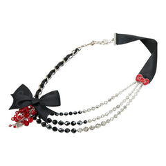 スワロフスキー ハローキティ Hello Kitty Glamour チョーカー ネックレス シルバー ブラック メタル サテン クリスタルビーズ レディース SWAROVSKI 【中古】