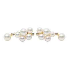 K18YG イエローゴールド アコヤパール4.5～6.1mm ダイヤ0.08ct イヤリング レディース 【中古】