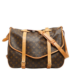 ルイ ヴィトン モノグラム ソミュール43 斜め掛け ショルダーバッグ M42252 ブラウン PVC レザー レディース LOUIS VUITTON 【中古】